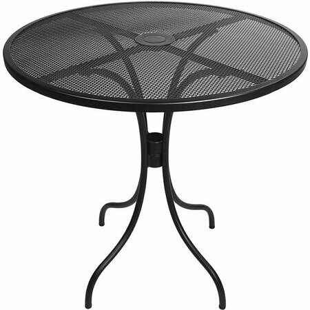 BFM SEATING Barnegat 30'' Round Black Steel Outdoor / Indoor Dining Height Table 163SU30RBLD